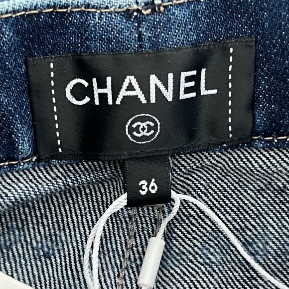 CHANEL 25P CC PEARL DARK BLUE JEANS SIZE FR 36 / US 4 NWTS! - Picture 15 of 17